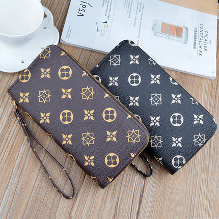 New Wallet Women's Long Double Zipper Clutch Bag Fashion Printed Large Capacity Double Layer Wallet Change Mobile Phone Bag