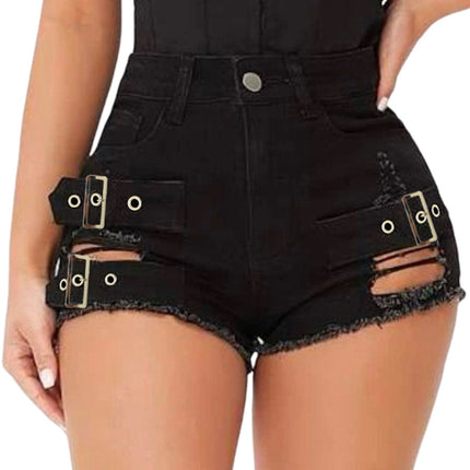 9047 # European and American Hotties New High-Waisted Sexy Ripped Stretch Plus Size Casual Pants Denim Shorts Jeans