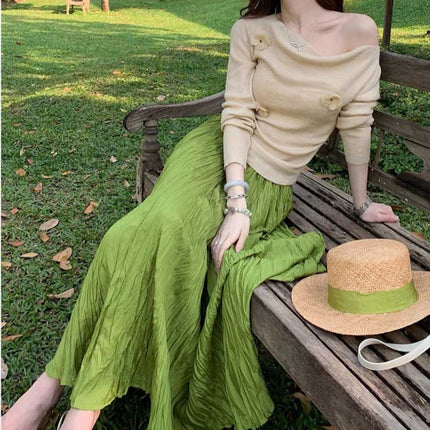Spring Fantasy Whitening and Dyeing Handmade Pleated Smart Elegant Pleated Skirt for Women