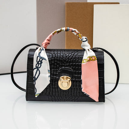 Ladies Bags Simple Printed Small Bag 2024 Korean-style Casual All-match Shoulder Bag Printed Scarf Handbag