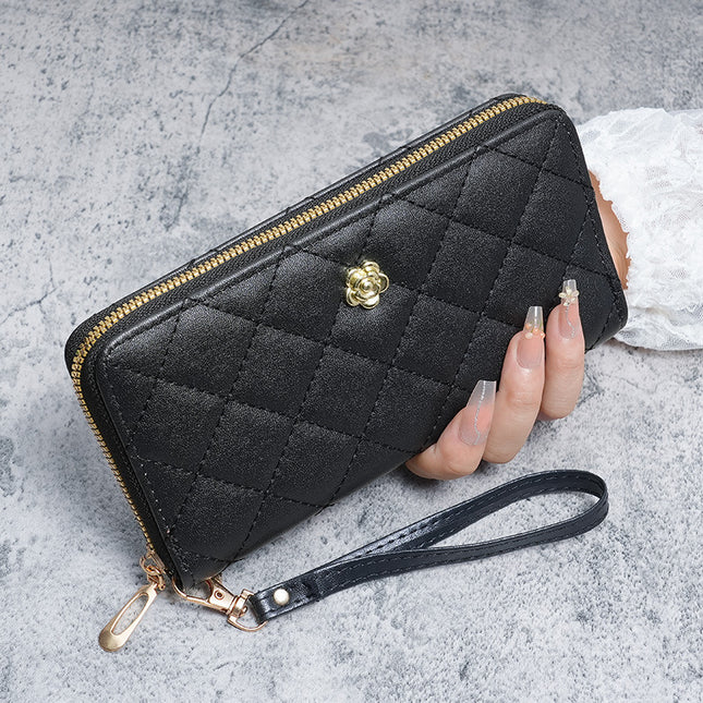 New European and American Light Luxury Fresh Small Fragrance Women's Wrist Wallet Card Holder Multi-Card Slot Women's Cross-Border Mobile Phone Bag