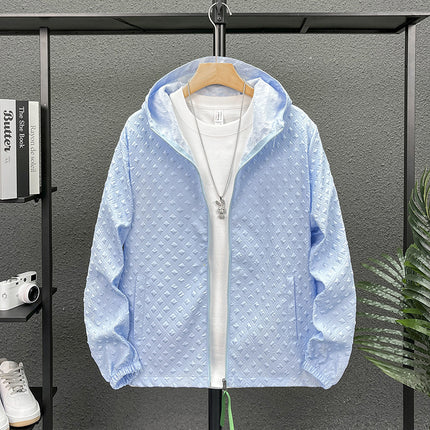 Summer Thin Jacquard Sunscreen Clothing Men's Outdoor Sports Fishing Skin Clothing Trendy Brand Ice Silk Sunscreen Clothing Men's