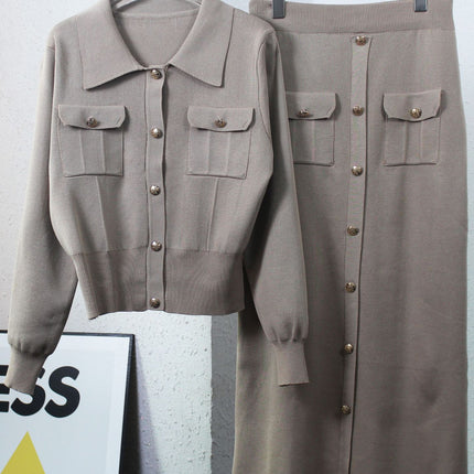Fragrant Style Light Luxury Socialite Style POLO Collar Dress Set Skirt Set Comfortable Casual Knitted Two-piece Set