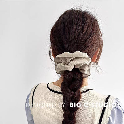 Japanese and Korean Style Fresh College Style Vertical Stripe Large Intestine Hair Ring Ins Style All-match Elegant Stylish Hair Rope Hair Accessories for Women