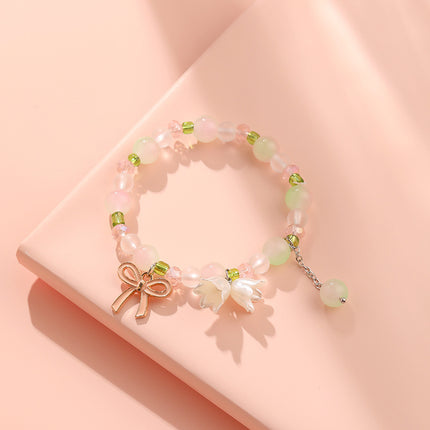 New Chinese-Style Ancient Beaded Elastic String Bracelet, Sweet Girl's Glass Bracelet, Night Market Stall, Cross-Border Live Broadcast Jewelry