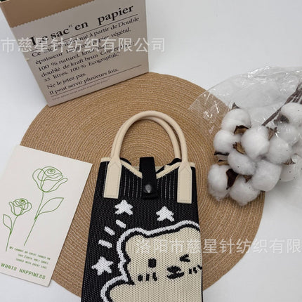 Girl's Heart-Shaped Knitted Crossbody Bag