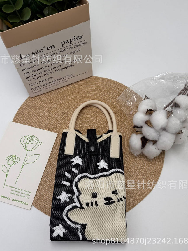 Girl's Heart-Shaped Knitted Crossbody Bag