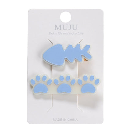 2 Card Hairpin Sweet Fish Bone Small Footprint Duckbill Clip Advanced Girl Side Clip Hairpin Broken Hair Bangs Clip