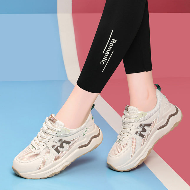 (Out-Of-Stock Items Cannot Be Replenished) Sports Shoes, White Sneakers, Dad Shoes for Women, 2024 New Summer Versatile Front-Tie Style