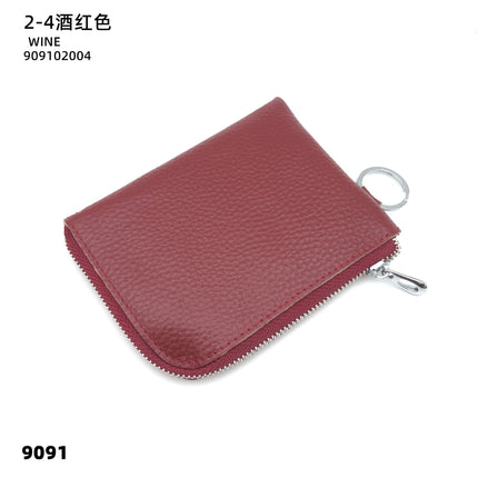 First-Layer Cowhide Zipper Coin Purse Bank Card Coin Small Leather Bag with Key Ring Mini Genuine Leather Coin Purse Wholesale