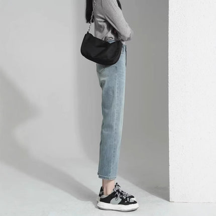 Small Slim-fit Slim-fit Skinny Jeans Female Student New Fashionable Ins All-match Straight Pipe Pants