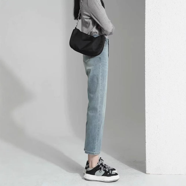 Small Slim-fit Slim-fit Skinny Jeans Female Student New Fashionable Ins All-match Straight Pipe Pants