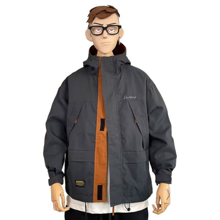 Trendy Men's Autumn and Winter Autumn Clothes Waterproof Jacket Men's American Style Splicing Color Men's Outdoor Mountaineering Jacket