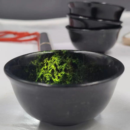 Natural Medicinal King Graphite Jade Tea Cup Qilian Jade Olive Green Dark Green Jade Meteorite with Magnetic Tea Set Wine Glass Wholesale