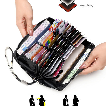 Foreign Trade Cross-Border New Women's Wallet Rfid Multi-Functional Large-Capacity Accordion Card Holder Printed Cow Pattern Clutch Bag