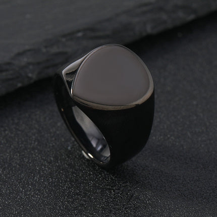 Cross-border stainless steel ring men's fashion personality bright surface drop ring titanium steel casting jewelry