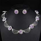 Silver base light purple necklace + earring pin