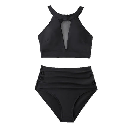 2025 New European and American Swimsuit Women's Cross-Border Separates Large Size Triangle Women's Halter Neck Belt Bikini Fat Woman Swimsuit