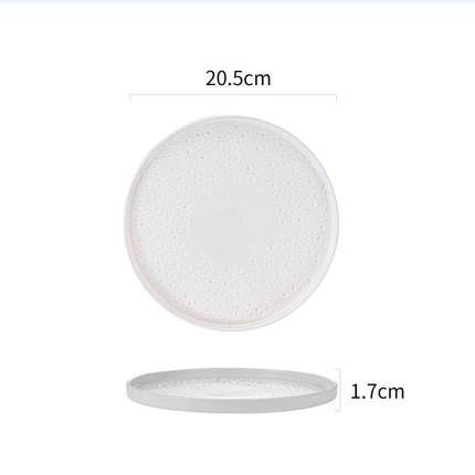 Simple Nordic Style Solid Color Ceramic Western Food Steak Plate High Color Value Mars Pit with Edge Disc Dim Dessert Plate
