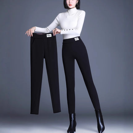Factory direct selling leggings outer wear fleece-lined high waist padded lamb velvet leggings autumn and winter stretch slim women's pants