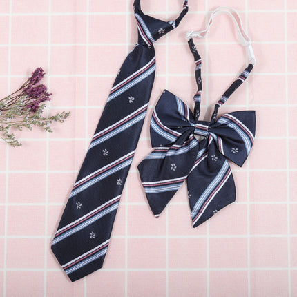 Japanese and Korean striped jk/dk college style men's and women's red cyanotic gray blue shirt accessories tie-free collar set