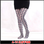 A-16 red dot houndstooth print / Printed pantyhose free size