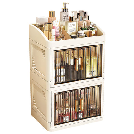 Cross-border Acrylic Folding Cosmetic Storage Box Multi-layer Double Door Desktop Dustproof Desk Storage Box