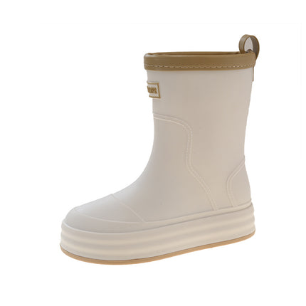 New Fashion Rain Boots Women's Outer Wear Middle Tube Non-slip Rain Boots Student Fashion Lightweight Waterproof Shoes Thick Sole Outdoor Rubber Shoes