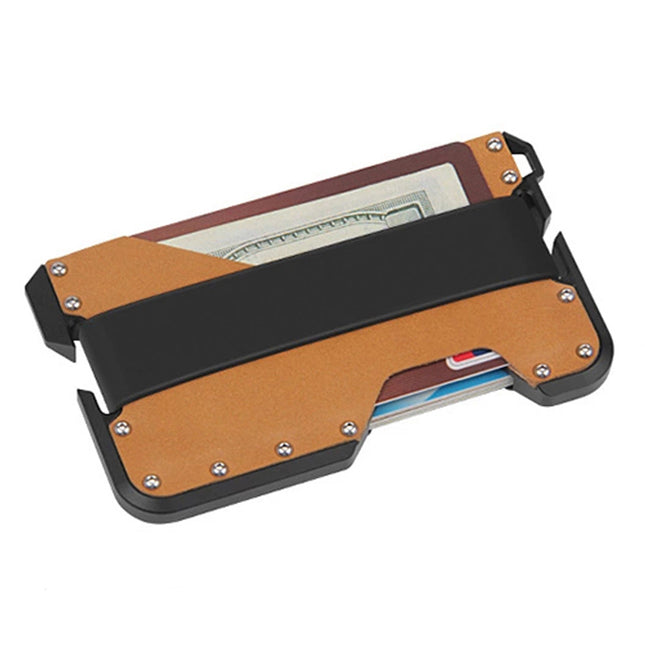 Dango Metal Card Holder Rfid Anti-Theft Genuine Leather Wallet Edc Multi-Functional Stainless Steel Card Holder Aluminum Alloy Card Holder