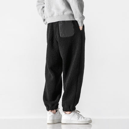 2025 Autumn/Winter New Large Size Japanese Hong Kong Style Lamb Wool Harem Straight-Leg Jogger Pants Casual Sports Pants Unisex Trendy