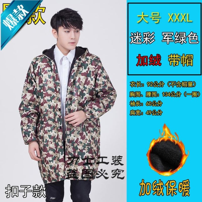 New Style Fleece-lined Overalls Thickened Long-sleeved Work Clothes Carrying Jacket Men's Work Wear Camouflage Labor Protection Clothing Blue