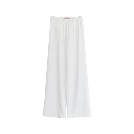 Doggyqn Highly Recommends! 3-Color Self-Retaining/Ice Skin Soup Pants for Women Summer Acetate Straight Wide-Leg Cool Pants