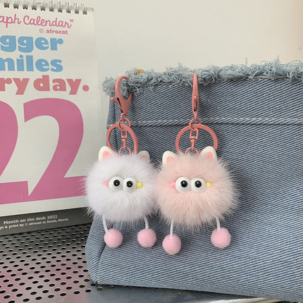 Little Ear Elf Keychain Plush Coal Ball Pendant Cute Ins School Bag Car Couple Pendant Gift Cute