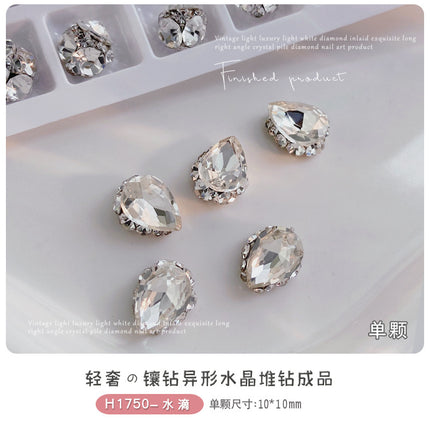 White-transparent finished pile drill nail art accessories high-level hand pile drill ball flash full drill large right angle nail drill accessories