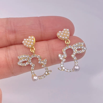 [special clearance] European and American personality silver needle diamond tassel love earrings fashion crystal flower rabbit earrings