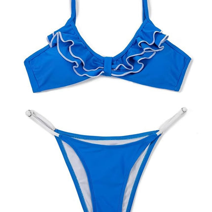Billion Swimming Fashion Sexy Ruffled Solid Color Swimsuit Swimsuit Split Women's Bikini suit European and American Bikini