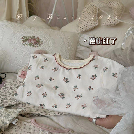 Spot Large and Small Roll Heyhoney24 Lycra Cotton Boys and Girls Autumn Clothes Intimates Printed Home Clothes Pajamas Two-Piece Set