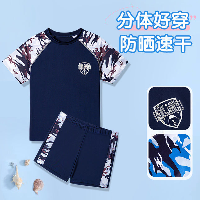 Boys' Swimsuit Student Swimming Training suit Swimsuit Fresh Fashion Camouflage Split Swimsuit Hot Spring Swimsuit Trunks