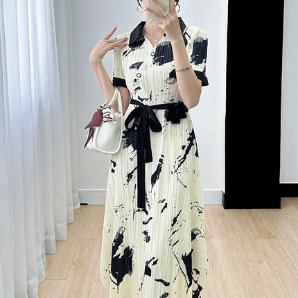 Sanzhai dress women's 2020 Summer new simple fashion all-match high-end elegant age-reducing commuter long skirt