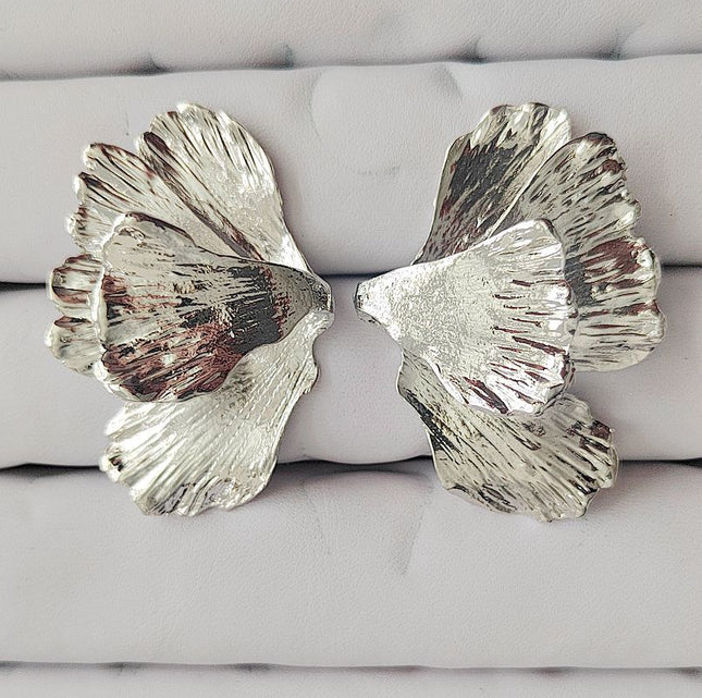 ZA Retro Light Luxury Style Gold Leaf Exaggerated Design Sense Multi-layer Flower Leaf Ginkgo Leaf Advanced Sense Personalized Earrings