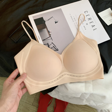 Fragrance Intimates for Women with Small Breasts, Summer Ultra-Thin Cool Silver Silk Spaghetti Straps, Seamless Vest Bra