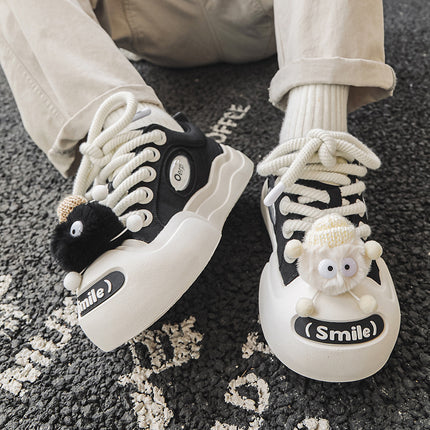 Niche trendy cartoon trendy doll cute couple sneakers 2023 Autumn New cute open smile canvas shoes