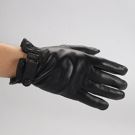 Genuine Leather Gloves for Men, Autumn and Winter, Fleece-Lined, Thickened, Warm, Cold-Proof, for Driving and Cycling, Men's First-Layer Sheepskin Gloves to Protect from the Cold