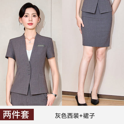Stewardess Professional suit Women's Fashion Elegant Jewelry Store High-end Suit Dress Overalls Hotel Front Desk Workwear Summer