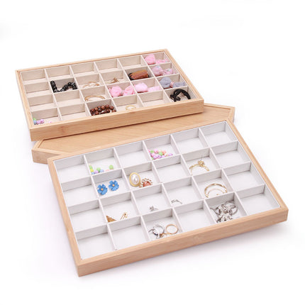 Bamboo Edge 24-grid Jewelry Disc Earrings Headline Necklace Sorting Finishing Box Beaded Flower Jewelry Display Rack Looking at Pallets
