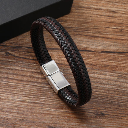 Cross-Border European and American Couple's Best-Selling Leather Bracelet, Niche Men's and Women's Leather Rope Magnetic Buckle Bracelet, Trendy and Simple