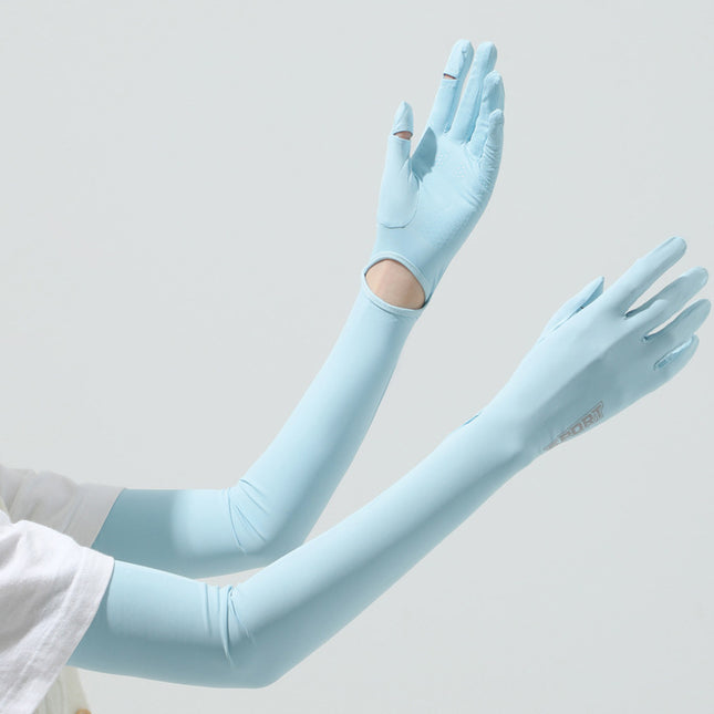 Summer sunscreen UV ice sleeve extended ice sleeve female nylon ice silk outdoor riding sunscreen gloves wholesale