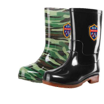 Spring and Autumn Camouflage Mid-Calf Rain Boots, Labor Protection Shoes, Men's Rainy Day Work Shoes, Non-Slip, Anti-Fouling Protective Boots, Kitchen Rubber Shoes, Water Shoes