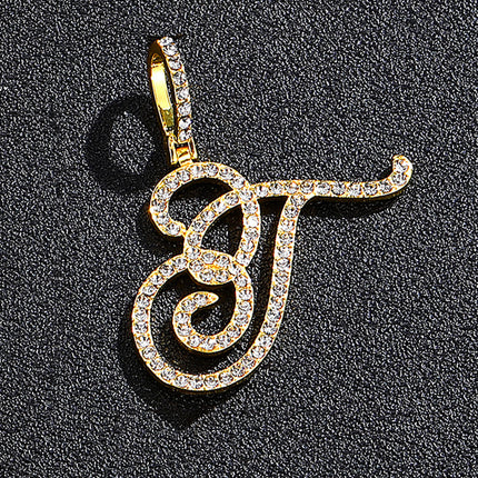 Foreign trade popular products full diamond hip hop jewelry grass letter pendant melon seed buckle Cuban chain accessories Amazon exclusive