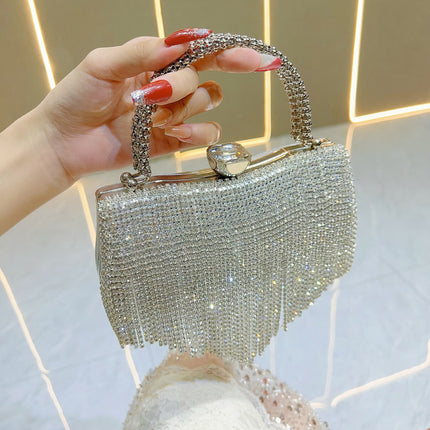 New Cross-Border Hot-Selling Women's Bags, Light Luxury Tassel Evening Bags, Women's Handbags, High-End Full-Diamond Handbags